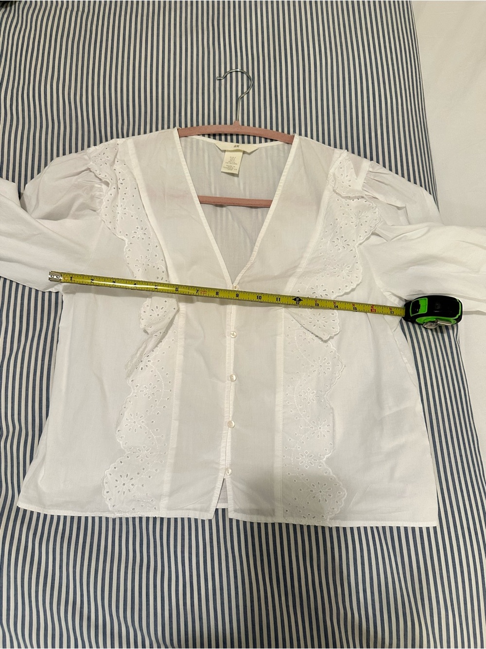 H&M White Eyelet Button-Front Blouse